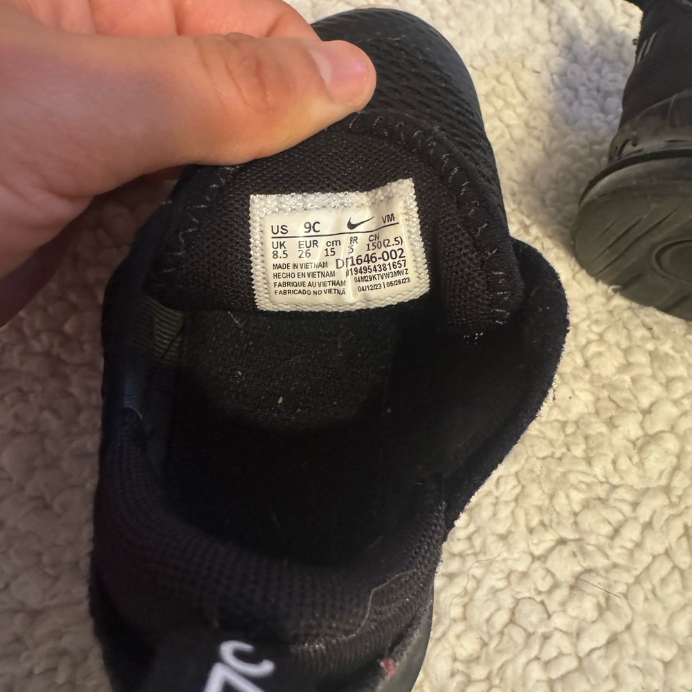 Nike Air Max 270 Black White Toddler  Sneakers Lace Up Shoes DD1646-002 SIZE 9C - Picture 5 of 5